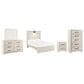 Ashley Cambeck 5 Piece Full Bed Set in Whitewash with Lighting, , large