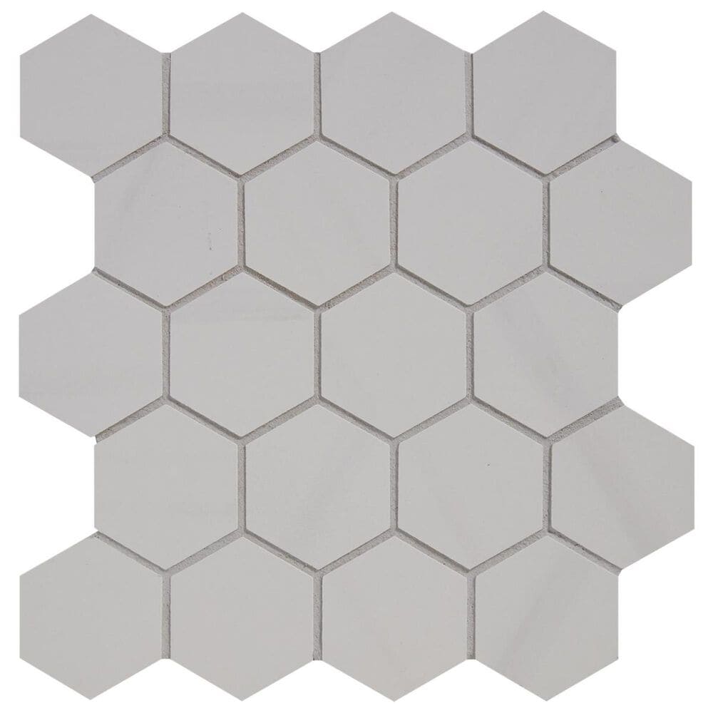 Arizona Tile Themar Bianco Lasa 11" x 11" Hexagon Porcelain Mosaic Sheet, , large