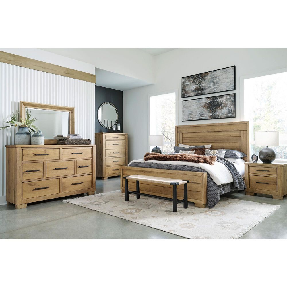 Ashley Galliden Dresser and Mirror in Light Brown, , large