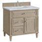 James Martin Vanities Lorelai 36" Single Vanity in Whitewashed Oak with 3 cm Carrara White Marble Top, , large