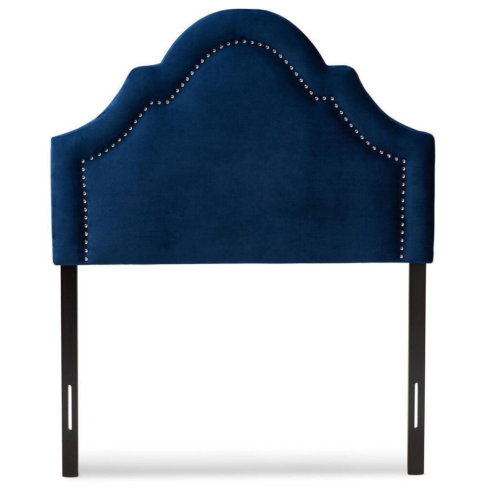 Baxton Studio Rita Twin Panel Headboard in Blue Velvet, , large