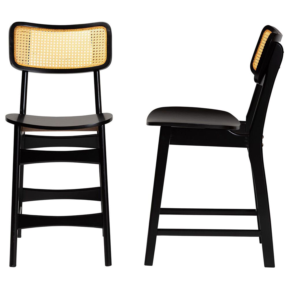 Baxton Studio Tafari Counter Stool in Dark Brown and Natural (Set of 2), , large