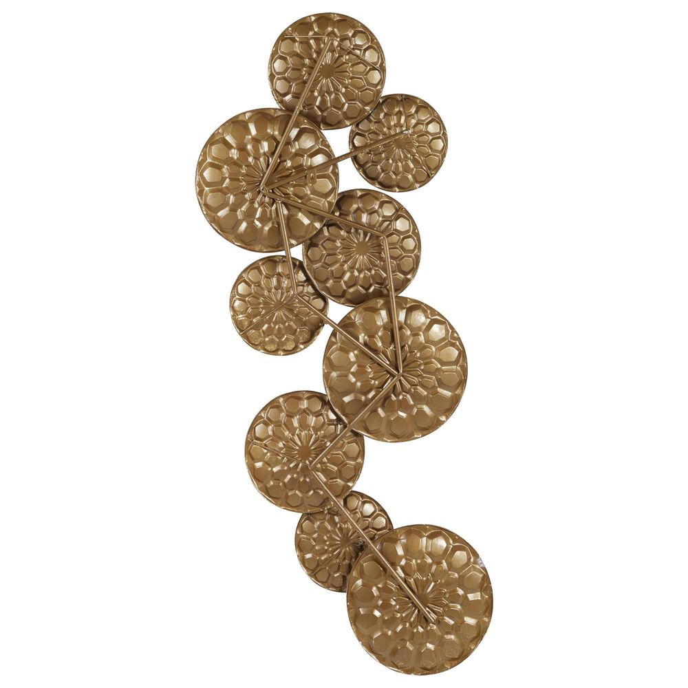 Maple and Jade 19&quot; x 50&quot; Wall Sculptures in Satin Gold, , large
