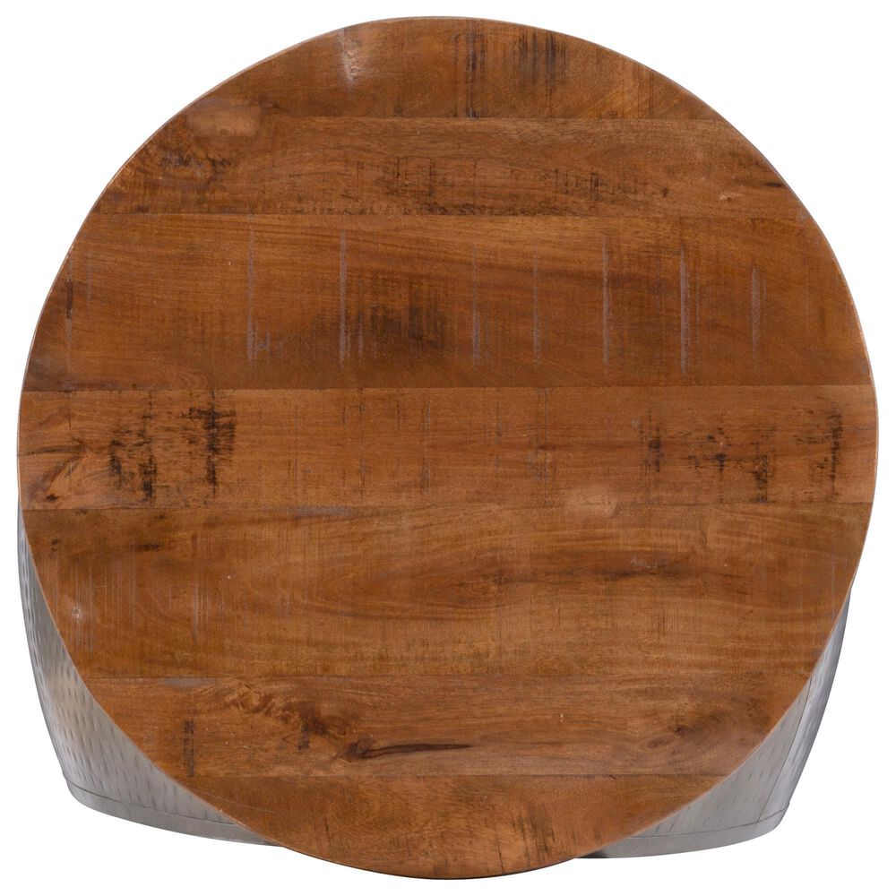 Linon Home Decor Royce 27" Drum Coffee Table with Storage in Brass, , large