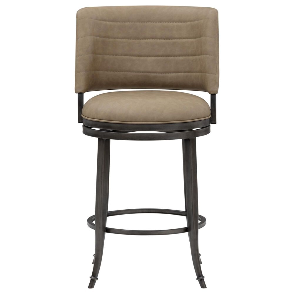 Armen Living Torres Counter Height Stool with Mushroom Brown Upholstery in Antique Pewter, , large