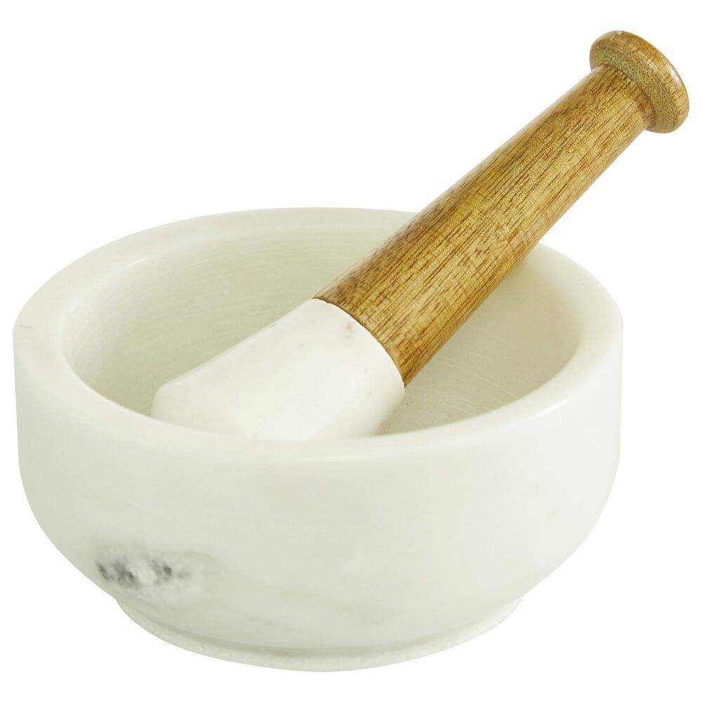 Novogratz Farmhouse Mortar and Pestle in White and Brown &#40;Set of 3&#41;, , large