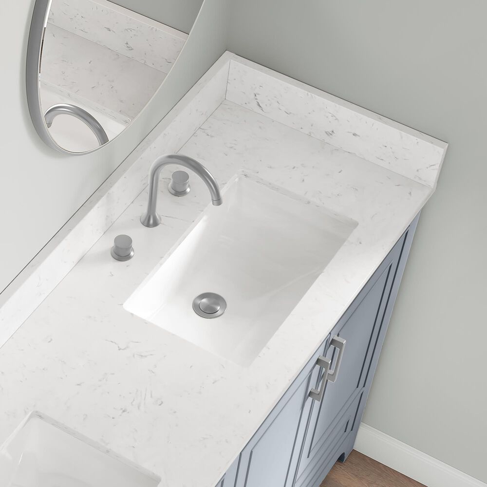 37B Lucerne 60" Double Bathroom Vanity in Soft Blue with Marble Top and Backsplash, , large