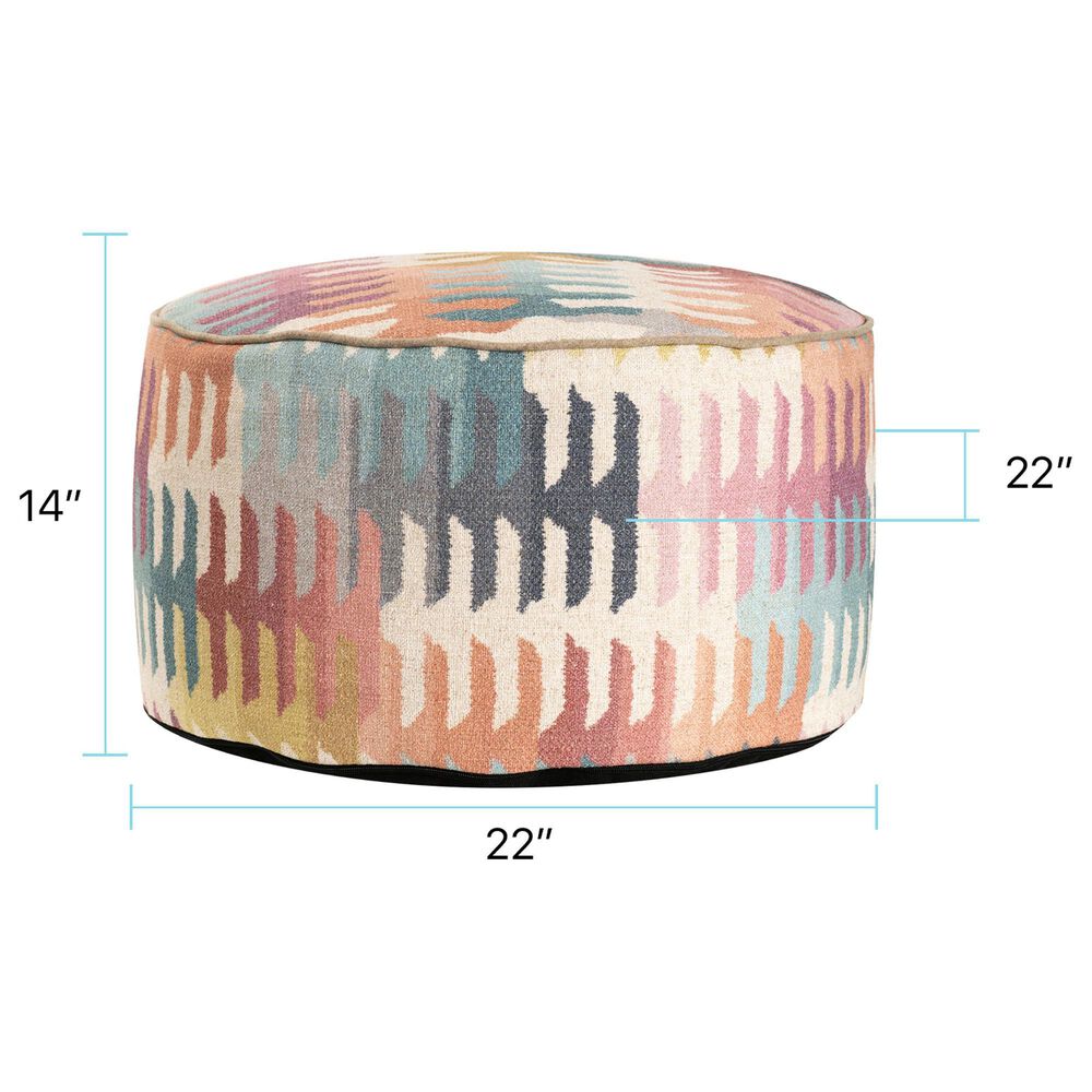 Howard Elliott Navajo Foot Pouf in Coral, Blush, Teal and Mustard, , large