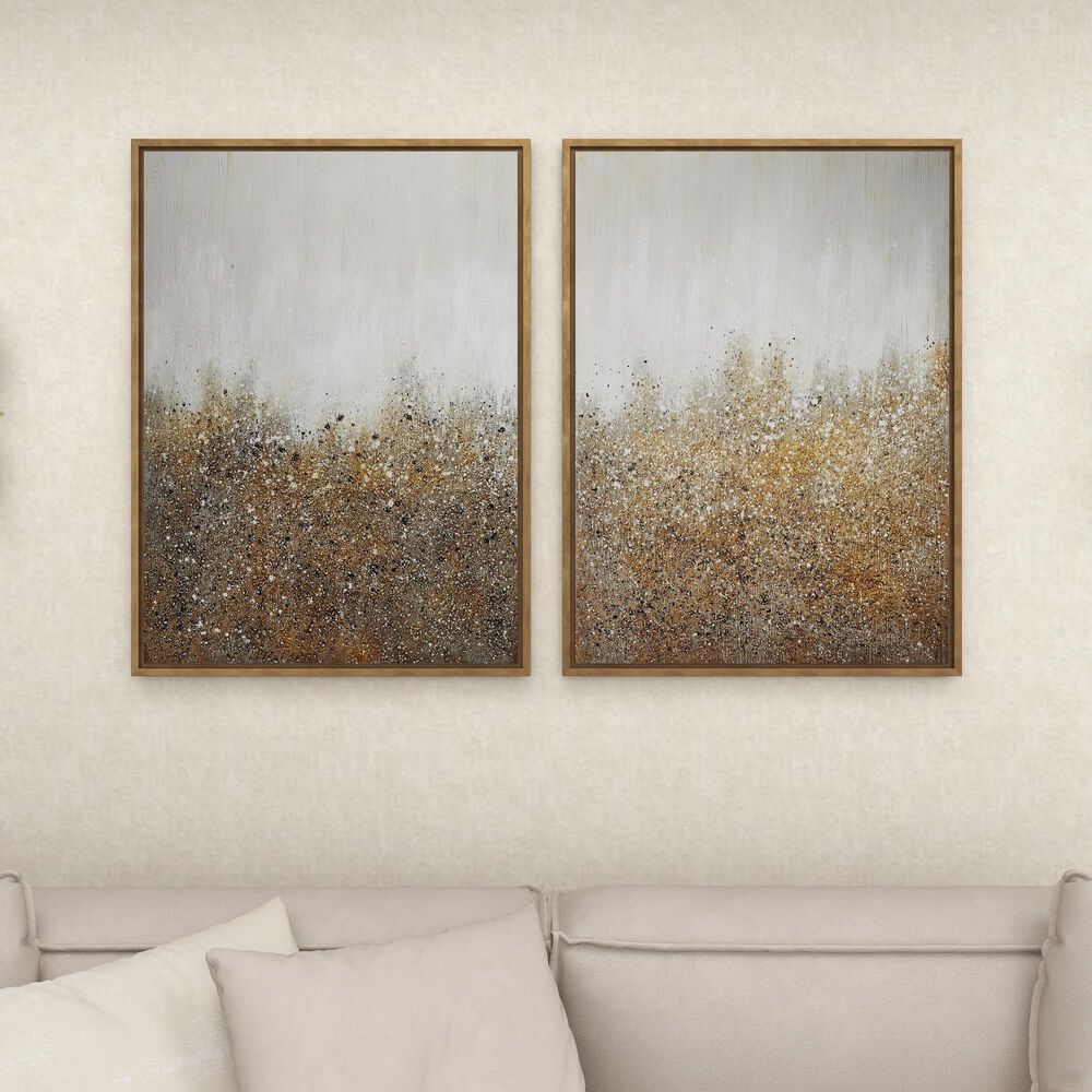 CosmoLiving by Cosmopolitan 40&quot; x 30&quot; Abstract Wall Art in White, Black, Gold and Grey &#40;Set of 2&#41;, , large