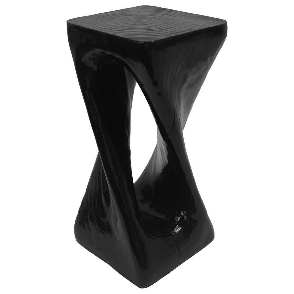 Hearth and Haven Outdoor End Table with Twist Design in Black, , large