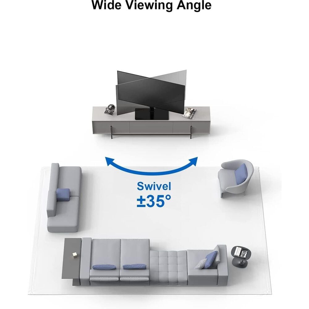 ErgoAV Tabletop Stand with Swivel for 40" - 75" TVs in Black, , large