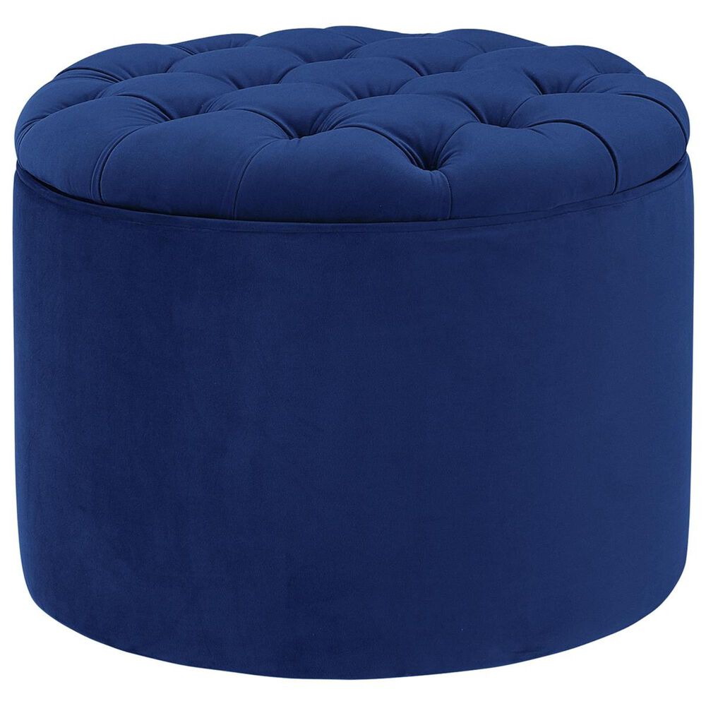 Tov Furniture Queen Velvet Storage Ottoman in Navy, , large