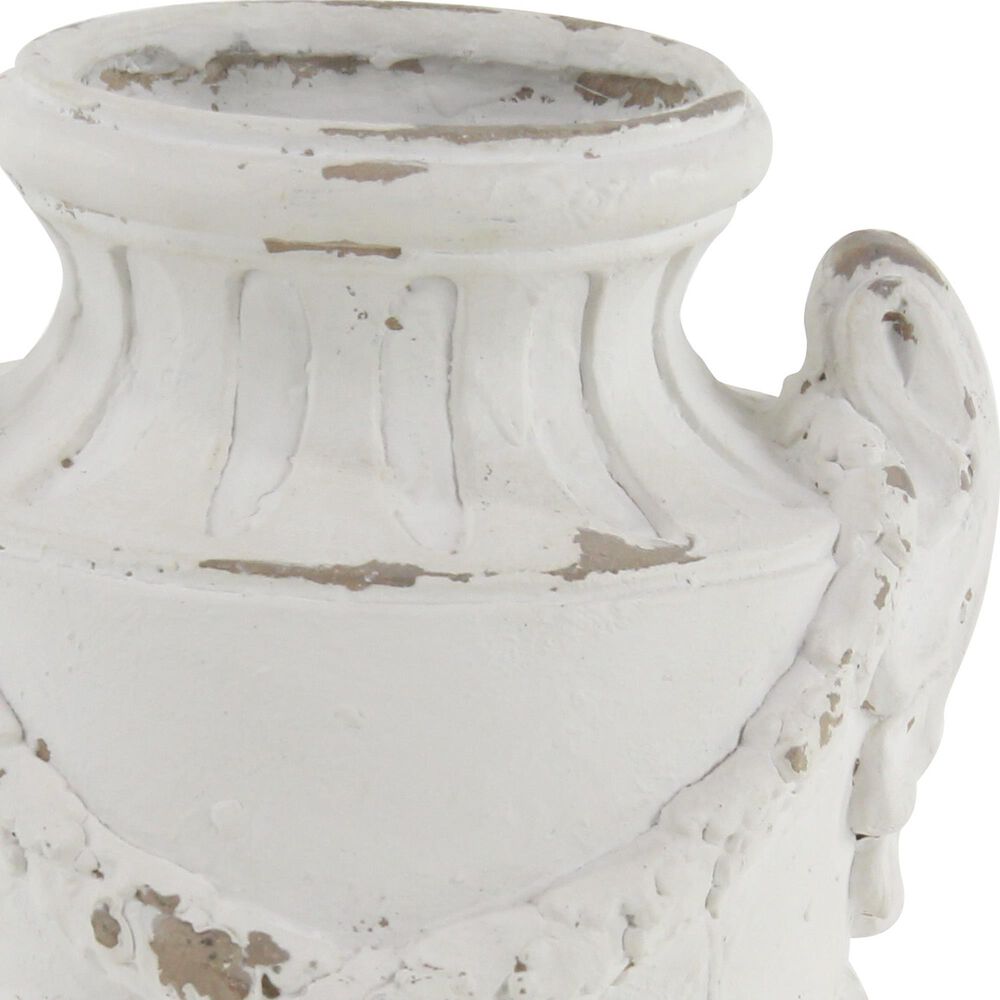 Maple and Jade 18&quot; x 12&quot; Farmhouse Amphora Vase in Distressed Ivory White, , large