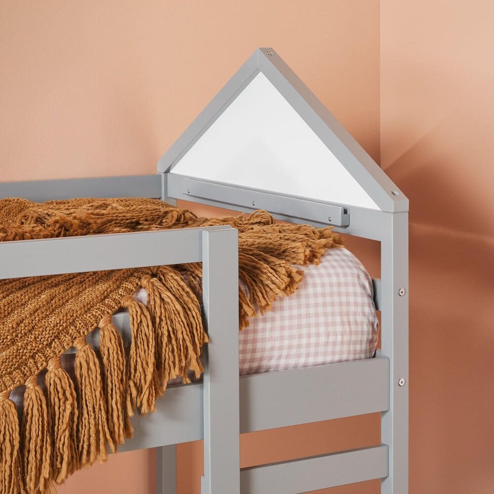 Walker Edison Skyler Twin over Twin Bunk Bed in Grey, , large