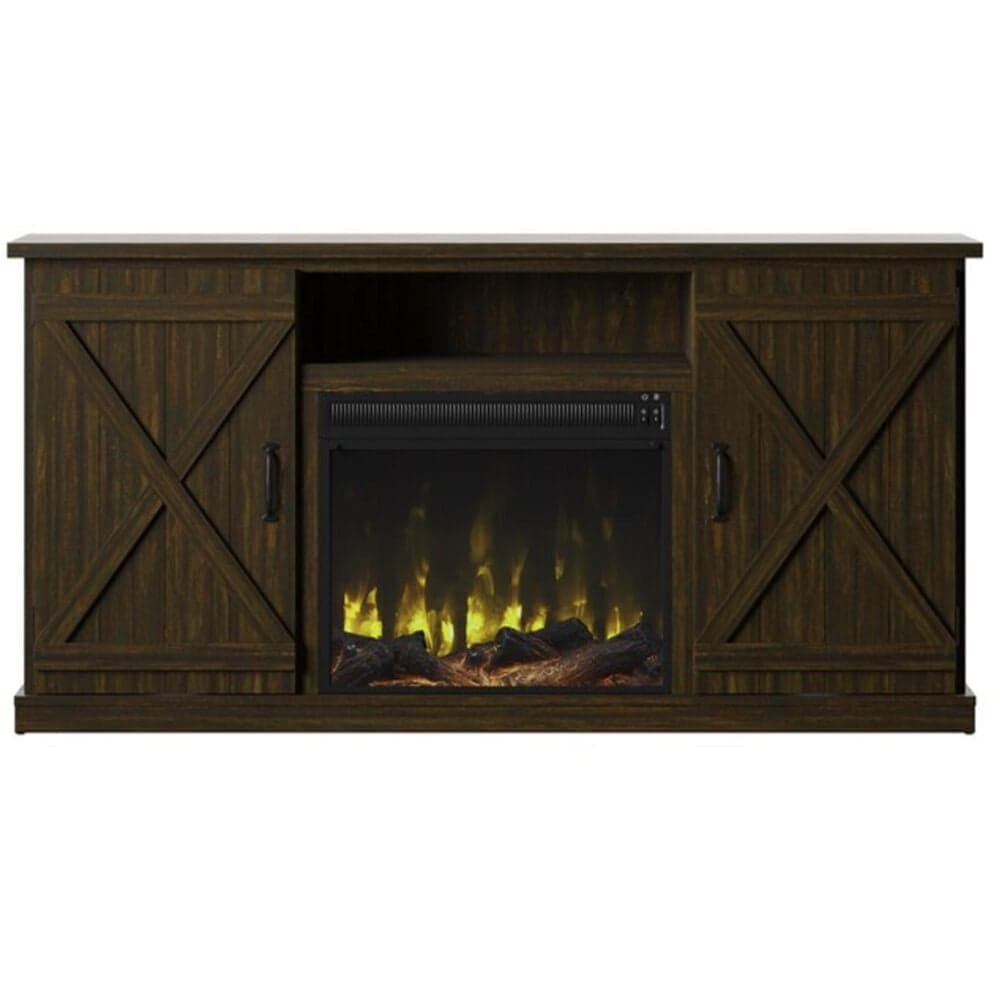 Classic Flame Twin Star 64&quot; Barndoor Fireplace in Saw Cut Espresso, , large