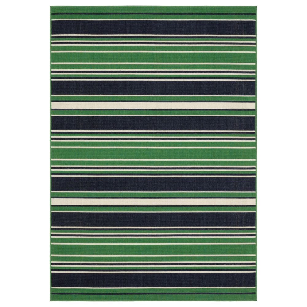 Oriental Weavers Havana Striped Green and Navy 6"7" x 9"2" Indoor/Outdoor Area Rug, , large