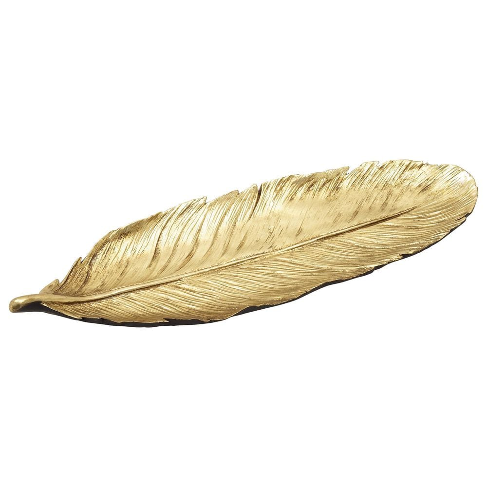 Maple and Jade Bird Feather Bowl in Satin Gold, , large