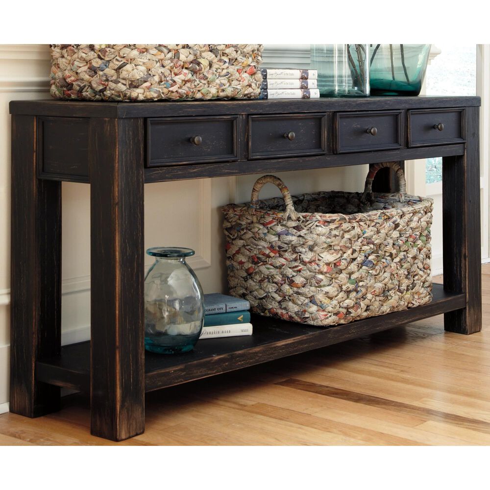 Ashley Gavelston 4-Drawer Sofa Table in Black, , large
