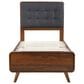 Pacific Landing Robyn Twin Upholstered Platform Panel Bed in Dark Gray and Dark Walnut, , large