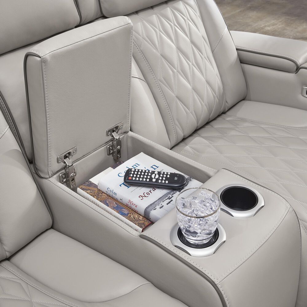 Ashley Boyington Power Reclining Loveseat with Console in Gray, , large
