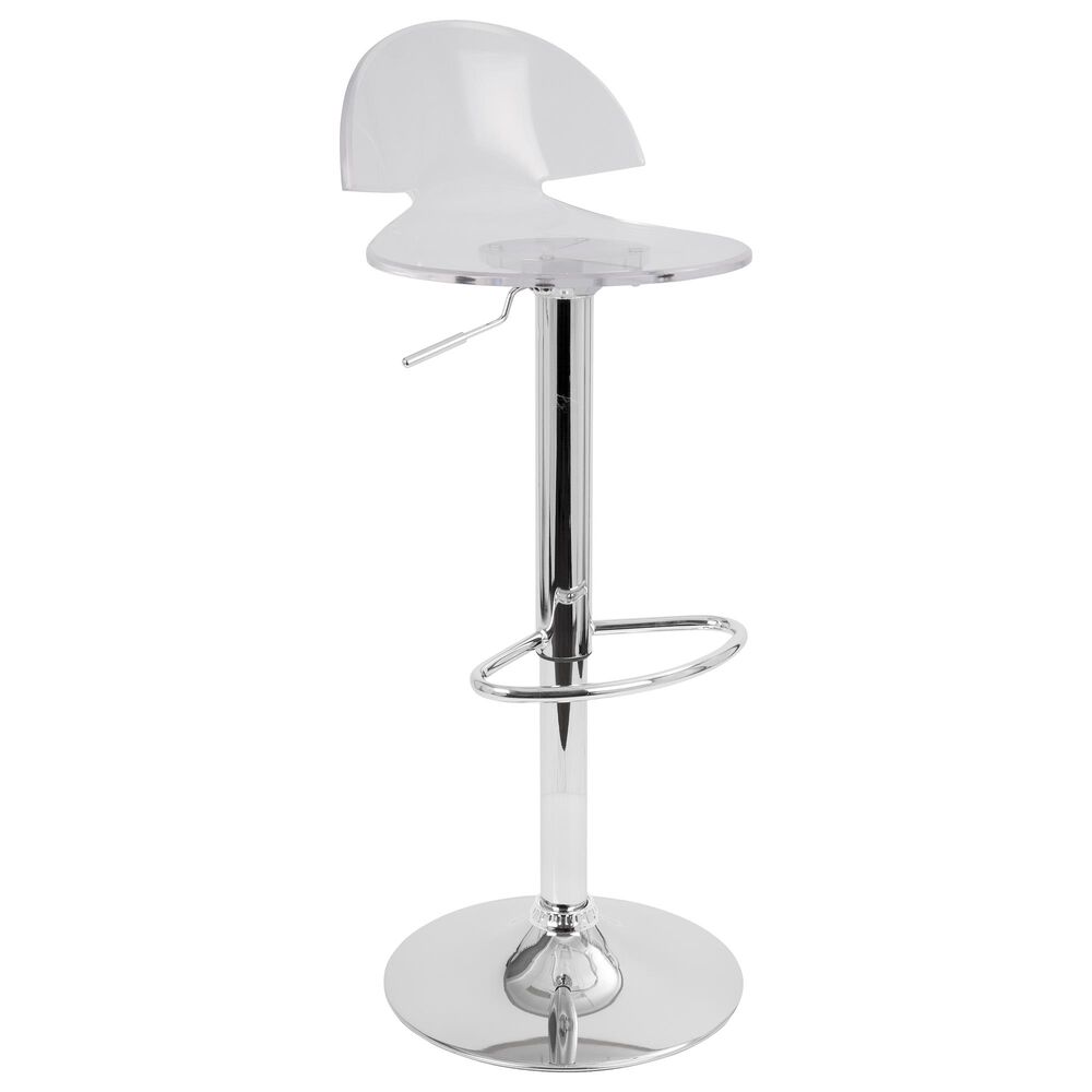 Lumisource Venti Adjustable Swivel Barstool in Clear/Chrome, , large
