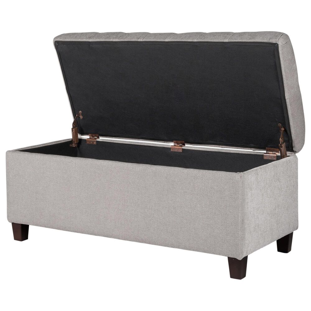 Kinfine Ainsley Storage Bench with Gray Cushion in Dark Walnut, , large