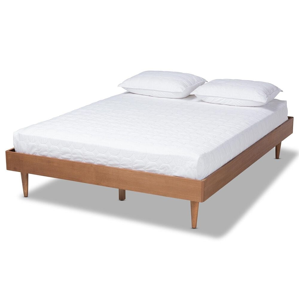 Baxton Studio Rina Full Platform Bed Frame in Ash Walnut, , large