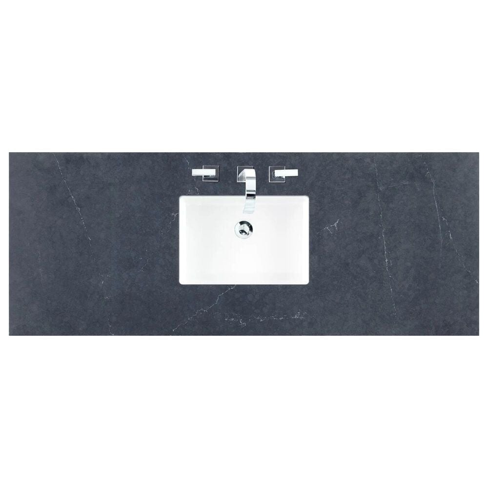 James Martin Vanities Brittany 60&quot; Single Bathroom Vanity in Saddle Brown with 3 cm Charcoal Soapstone Quartz Top and Rectangular Sink, , large
