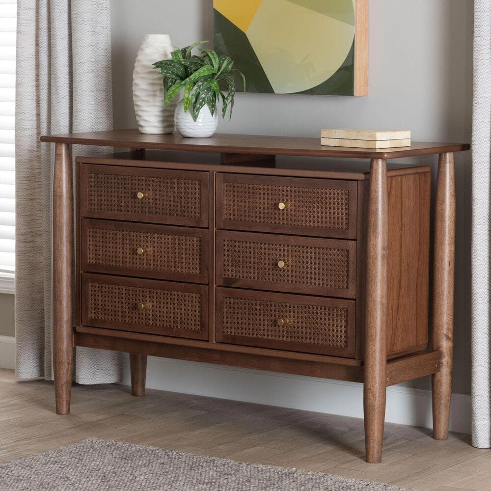 Baxton Studio Alyssa 6-Drawer Dresser in Walnut Brown, , large