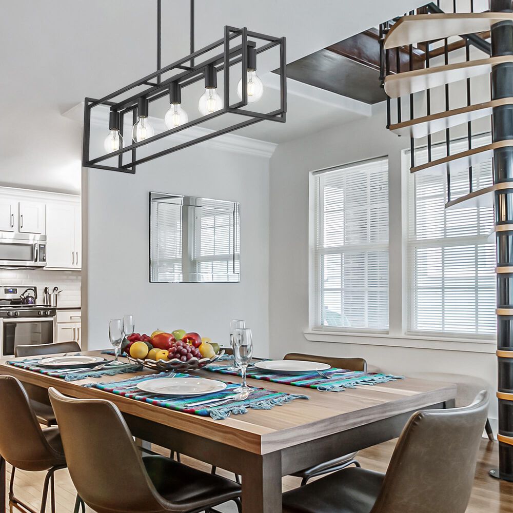 Golden Lighting Tribeca 5-Light Linear Pendant in Matte Black, , large