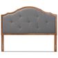 Baxton Studio Gala Queen Panel Headboard with Dark Grey Fabric in Walnut Brown, , large