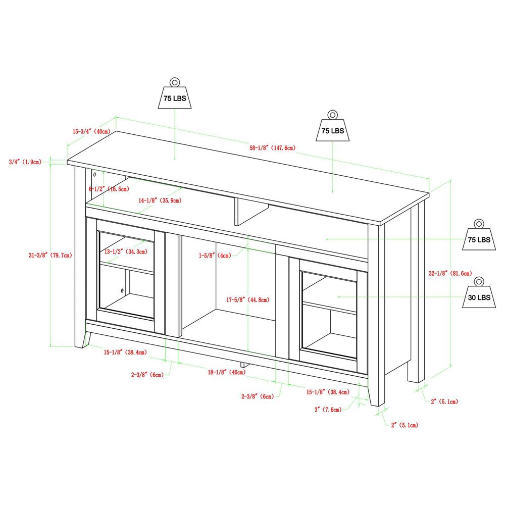 Walker Edison Wasatch 58&quot; Fireplace Glass Wood TV Stand in Driftwood, , large