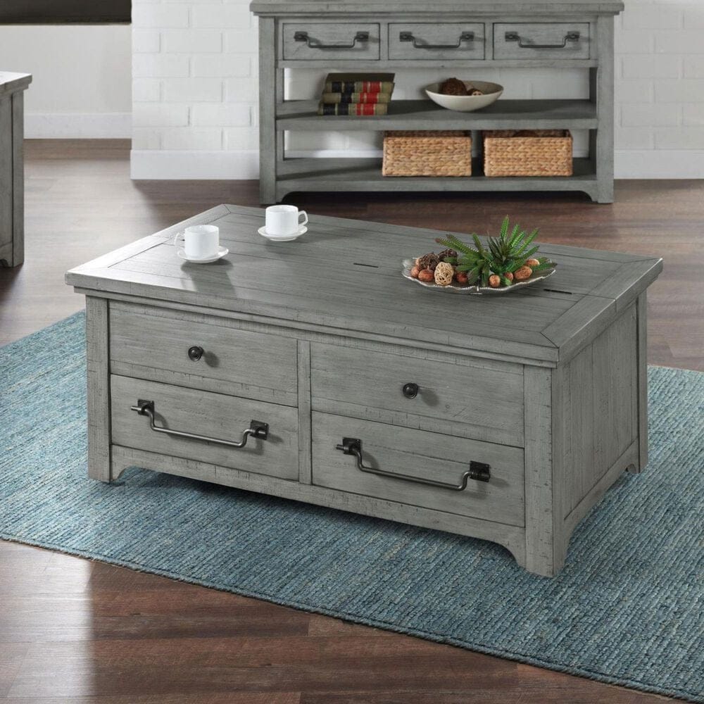 Martin Svensson Home Beach House Lift Top Trunk Coffee Table in Dove Grey, , large