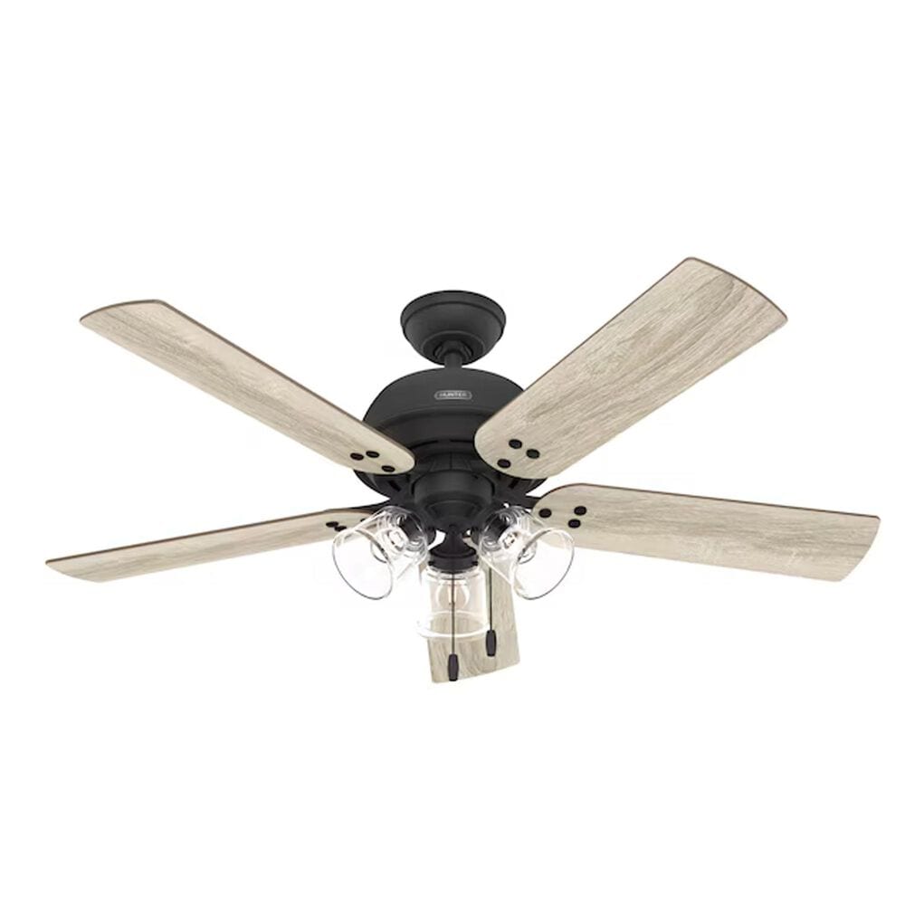 Hunter Shady Grove 52&quot; LED Indoor Ceiling Fan with Light in Matte Black with Golden Maple Blades, , large
