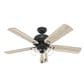 Hunter Shady Grove 52" LED Indoor Ceiling Fan with Light in Matte Black with Golden Maple Blades, , large