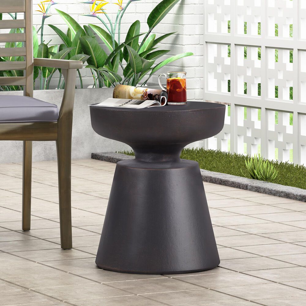 Hearth and Haven Round Patio Side Table in Copper, , large