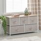 mDesign 5-Drawer Wide Dresser with Fabric Drawers in Linen, , large