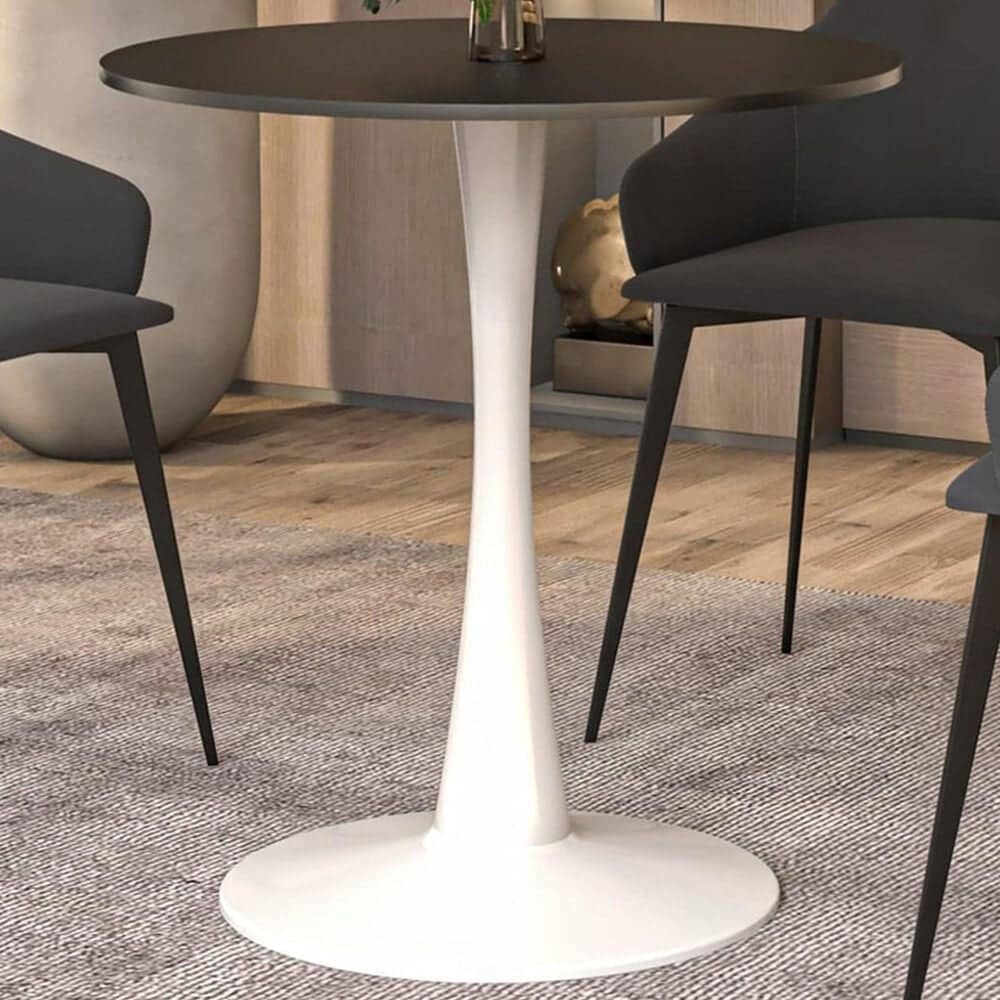 Leisuremod Bristol 24&quot; Round Dining Table with MDF Top in White and Black - Table Only, , large