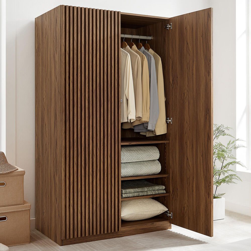 Modway Render 2-Door Wardrobe Closet in Walnut, , large