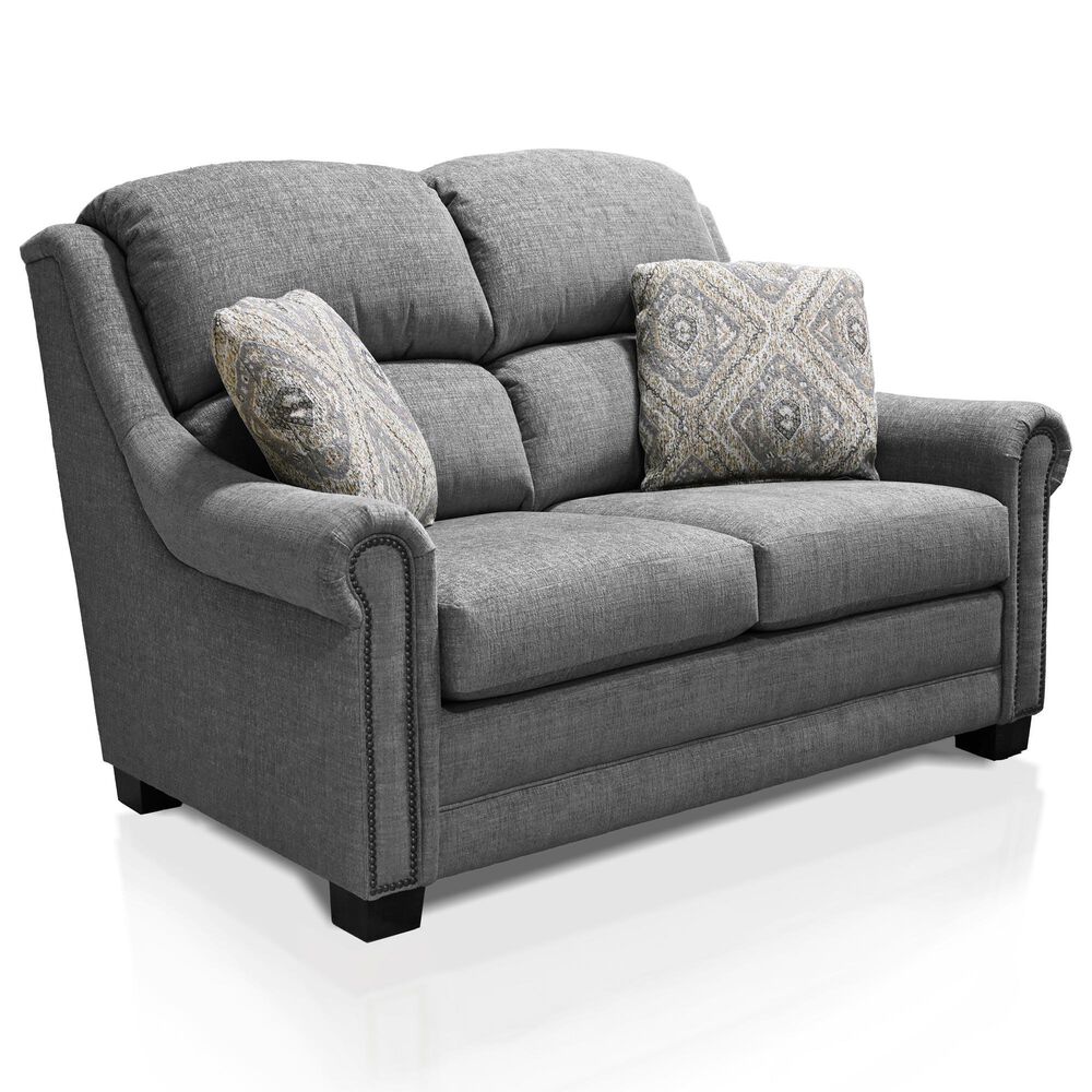 England Furniture Dawson Stationary Loveseat in Remedy Metal, , large