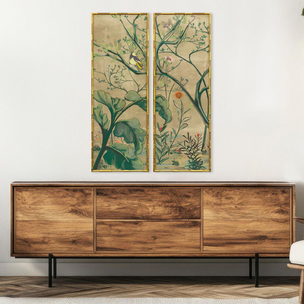 Paragon 17" x 49" Gold Chinoiserie I Wall Decor in Green (Set of 2), , large