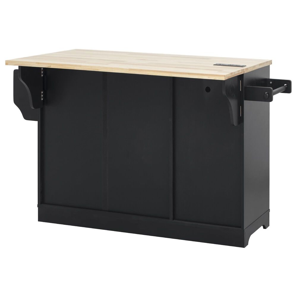 HOMLUX 59.3'' Kitchen Island with Trash Can Storage in Black and Natural, , large