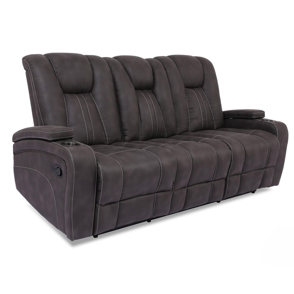 Oxford Furniture Manual Reclining Sofa in Brown, , large