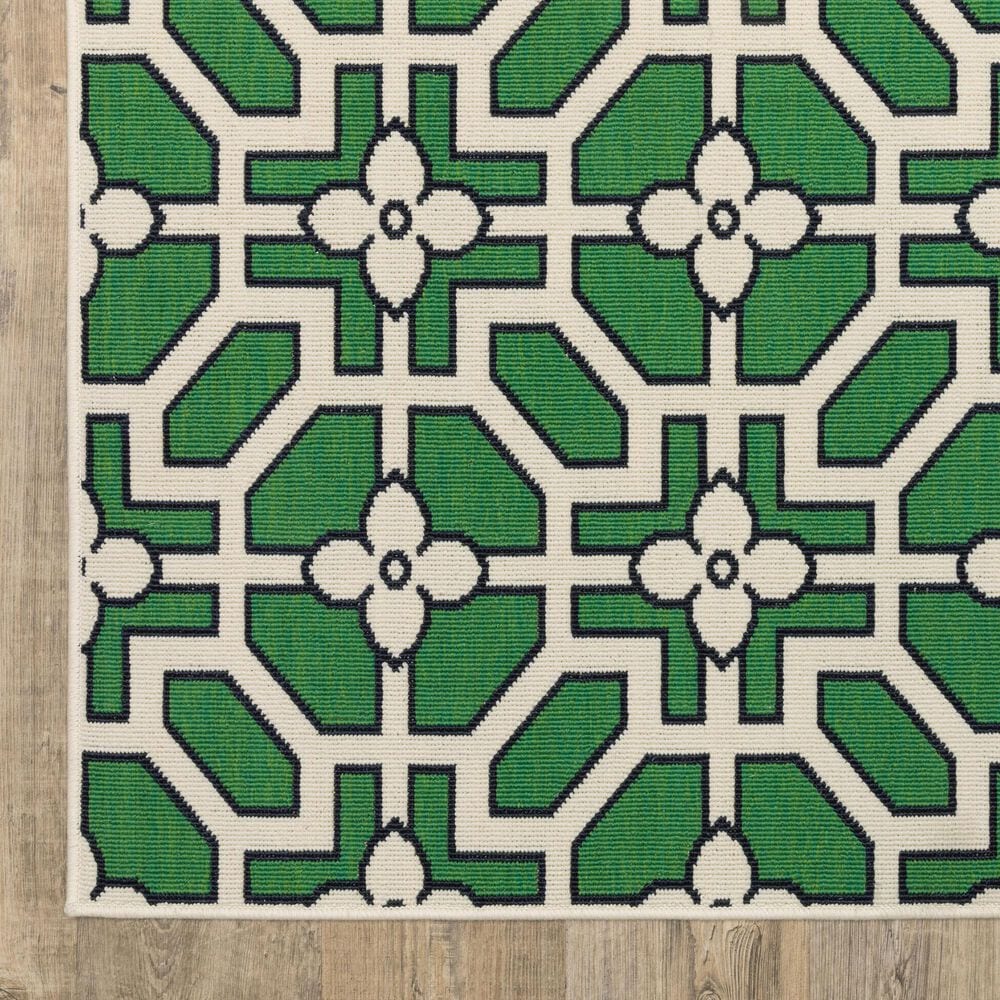 Oriental Weavers Havana Ivory and Green 1'10" x 7'3" Indoor/Outdoor Runner, , large