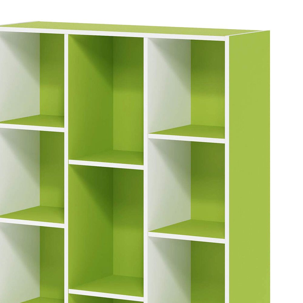 HOMLUX 11-Cube Reversible Open Shelf Bookshelf in Green and White, , large