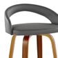 LumiSource Grotto Swivel Counter Stool with Grey Faux Leather Upholstery in Walnut Wood and Black (Set of 2), , large