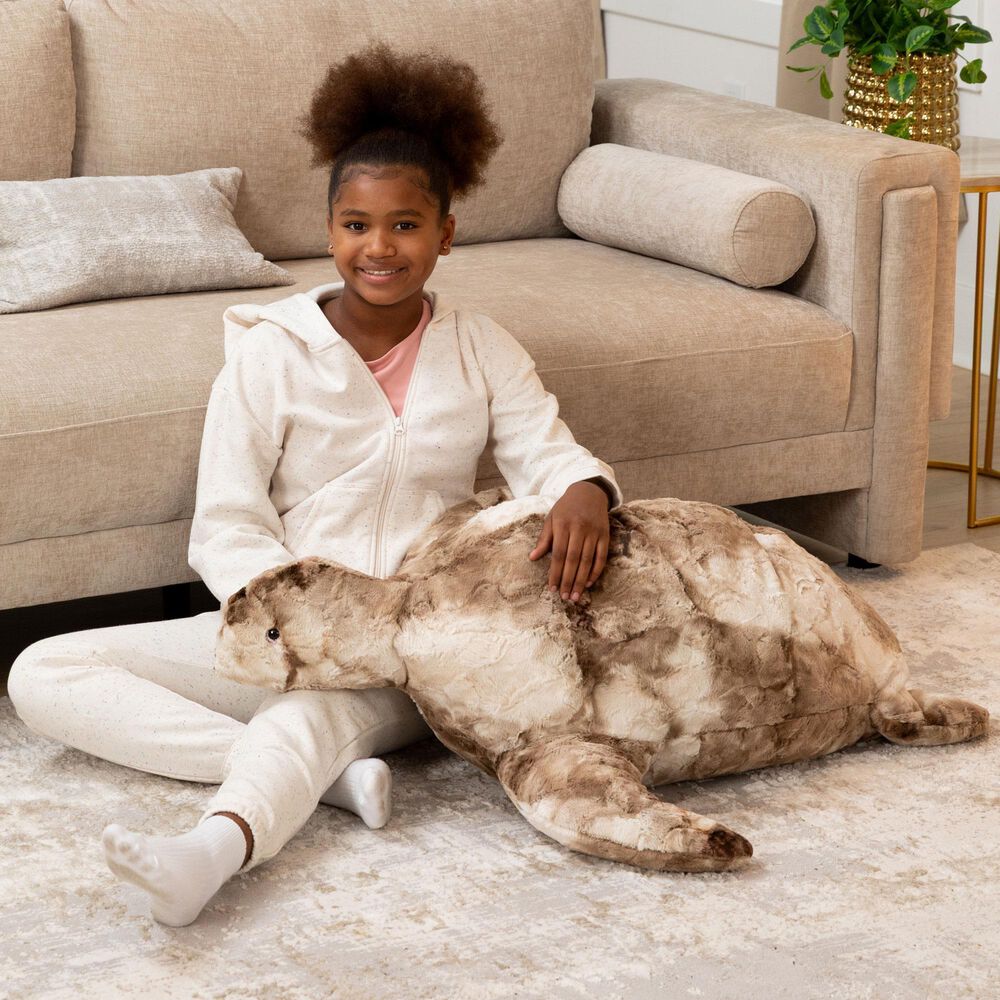 Jaxx Shelly The Turtle Sea Buddy Large Kids Stuffed Animal Bean Bag in Tie-Dye Coca Mocha, , large