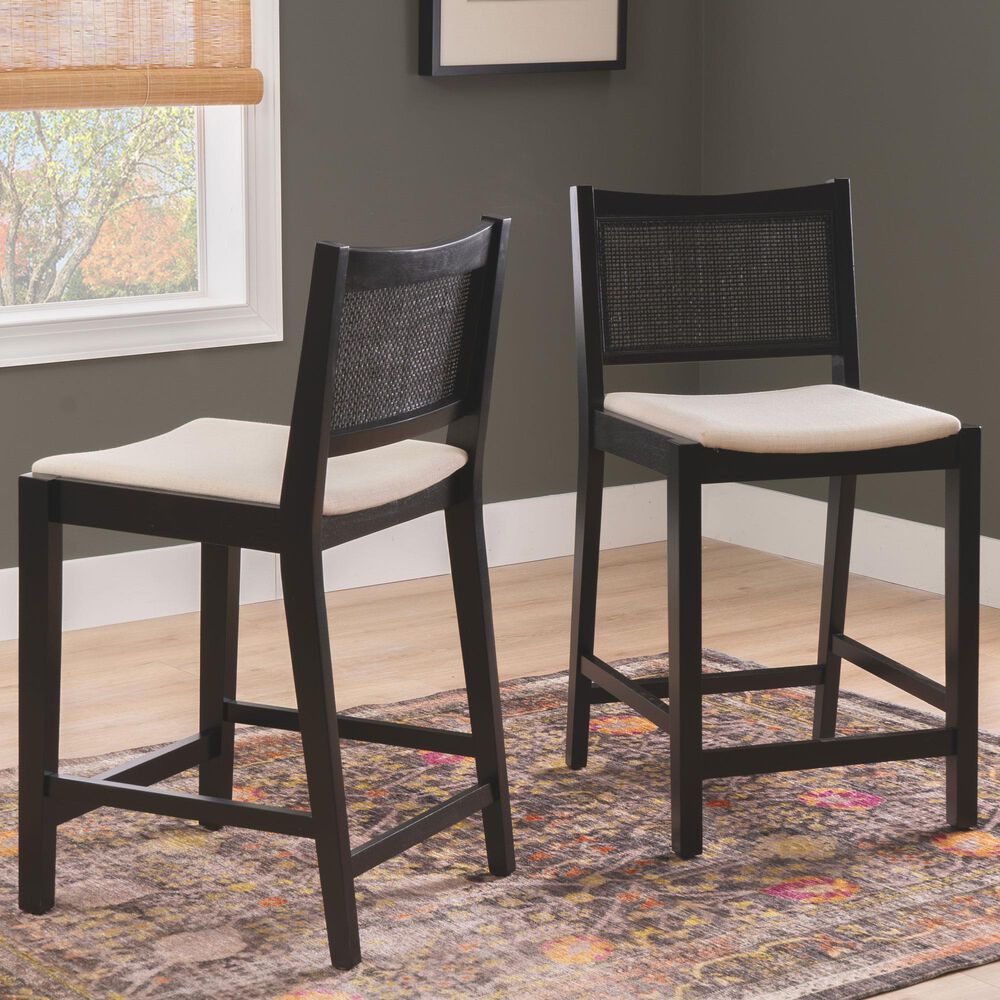 Linon Home Decor Bauer Counter Stool in Black (Set of 2), , large