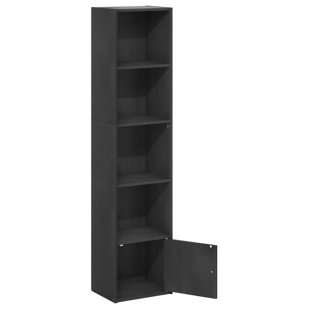 HOMLUX 5-Tier Shelf Bookcase with Door Storage Cabinet in Blackwood, , large