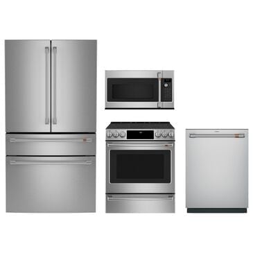 Cafe 4pc Kitchen Package with Refrigerator, Range, Microwave, and Dishwasher in Stainless Steel, , large